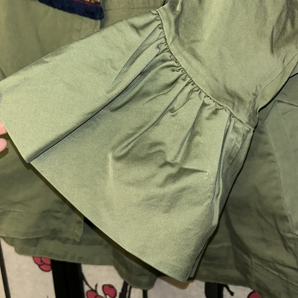 ZARA Aztec Embroidered Fringe Boho Bell Sleeve military green jacket - Picture 4 of 12